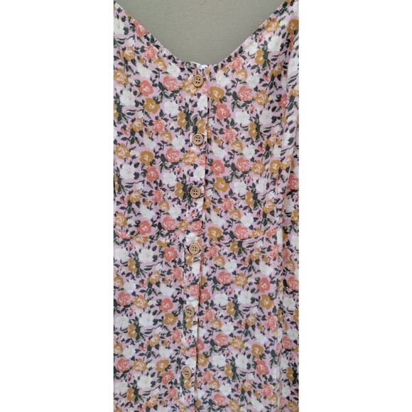 mimi chica Floral Tiered Tank Midi Dress Pink Size XL 100% Rayon Boho Spring - Picture 11 of 13
